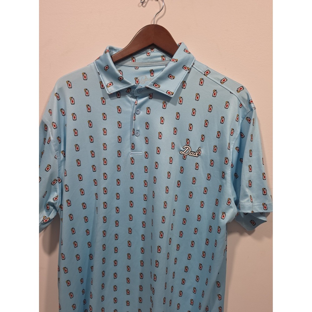 Bar Stool Sports Golf Dad Shirt Mens 2XL Short Sleeve All Over Print Beer Cans